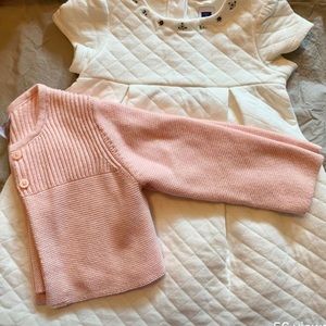 Janie & Jack quilted dress with pink cardigan